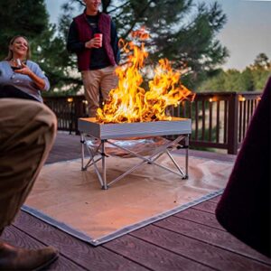 Pop-Up Fire Pit + Heat Shield + Extra Fire Mesh | Portable and Lightweight | Fullsize 24 Inch | Weighs 8lbs. | Never Rust Fire Pit | Heat Shield Included for Leave No Trace Fires