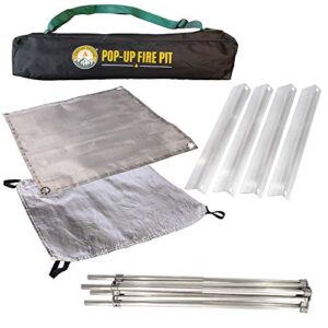 Pop-Up Fire Pit + Heat Shield + Extra Fire Mesh | Portable and Lightweight | Fullsize 24 Inch | Weighs 8lbs. | Never Rust Fire Pit | Heat Shield Included for Leave No Trace Fires