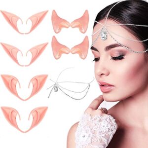 13 pieces elf ears and rhinestone headpiece accessories with fairy ears vampire ears soft pointed goblin ears latex fairy pixie elf cosplay ears for cosplay halloween christmas themed party
