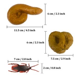 HUJIU 2PCS Fake Poop and 24PCS Fake Roach Pranks for Adults Gag Gift Realistic Mischief Novelty Toys for Joke Trick Halloween April Fool’s Day Party