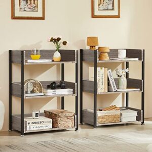 VECELO 3-Tier Bookcase,Small Storage Shelves,Industrial Shelving Unit for Living Room,Bedroom,Classroom,Brown