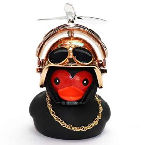 wonuu rubber duck car decorations black duck car dashboard ornaments with propeller helmet