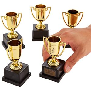halloween costume contest trophies, 5-pack – customizable party awards with 24 stickers with categories & poses - fun awards for home, work, school & bar costume parties supplies, games & decorations