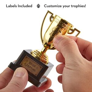 Halloween Costume Contest Trophies, 5-Pack – Customizable Party Awards with 24 Stickers with Categories & Poses - Fun Awards for Home, Work, School & Bar Costume Parties Supplies, Games & Decorations