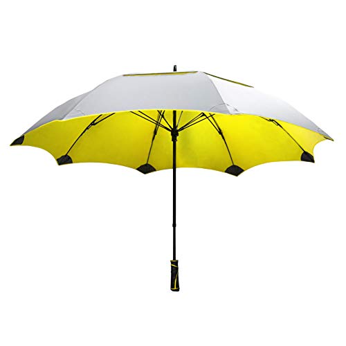 SunTek | Solaire 62" Umbrella | Windproof & Waterproof Umbrellas with Vented Double Canopy | Reflective UV Protection | Large Umbrella for Golf, Sport, & Travel (Yellow)