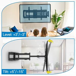 PERLESMITH Long Arm TV Wall Mount for 37-84 inch TVs, Full Motion TV Mount with 42.72 inch Extension Articulating Arm Swivel and Tilt, Max VESA 600x400mm, Holds up to 132 lbs, 16”,18”, 24” Studs