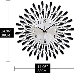 Karetto Modern 14 inch Metal Wall Clock Silver Dial with Arabic,Non-Ticking Silent Digital Black Drop Clock Home Decor for Bedroom,bedrooms Kitchen and Small Areas Space
