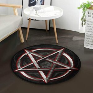 Pentagram Round Rug 3 Ft for Bedroom Small Area Rug Room Decor Circular Rugs Washable