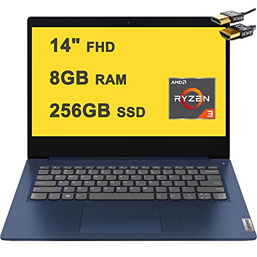 Lenovo Ideapad 3 Business Laptop Computer 14" Full HD AMD Ryzen 3 3250U (Beat i7-7600U) 8GB DDR4 256GB SSD AMD Radeon Vega 3 HD Webcam Dolby Audio Win10 + HDMI Cable