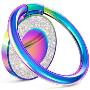 allengel cell phone ring holder finger kickstand, bling pop phone ring grip & stand, compatible with iphone and most android phone (colorful, rainbow)