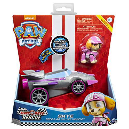 Paw Patrol, Ready, Race, Rescue Skye’s Race & Go Deluxe Vehicle with Sounds, for Kids Aged 3+