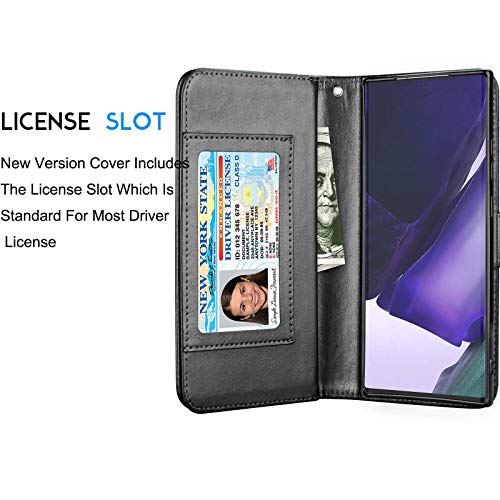 Galaxy Note 20 Ultra Case, Note 20 Ultra 5G Wallet Case, Luxury Cash Credit Card Slots Holder Carrying Flip PU Leather Cover [Detachable Magnetic Hard Case] for Samsung Galaxy Note20 Ultra [Black]