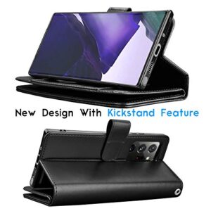 Galaxy Note 20 Ultra Case, Note 20 Ultra 5G Wallet Case, Luxury Cash Credit Card Slots Holder Carrying Flip PU Leather Cover [Detachable Magnetic Hard Case] for Samsung Galaxy Note20 Ultra [Black]