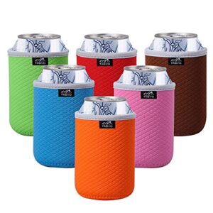tagvo can cooler sleeves, insulated beer can sleeve covers easy-on can cooler set of 6 - assorted colour, machine washable, durable, neoprene with stitched fabric edges
