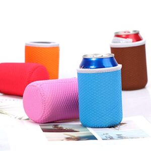 TAGVO Can Cooler Sleeves, Insulated Beer Can Sleeve Covers Easy-On Can Cooler Set of 6 - Assorted Colour, Machine Washable, Durable, Neoprene with Stitched Fabric Edges