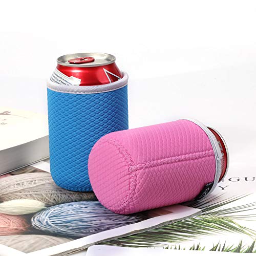 TAGVO Can Cooler Sleeves, Insulated Beer Can Sleeve Covers Easy-On Can Cooler Set of 6 - Assorted Colour, Machine Washable, Durable, Neoprene with Stitched Fabric Edges