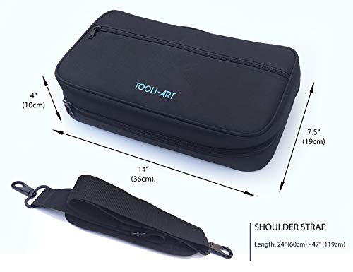 TOOLI-ART Marker & Pen Carrying Case -120 Slots, Canvas, Extra Pockets, Trolley Sleeve, Removable Shoulder Strap, For Most Markers (up to 15mm Diameter), Lipstick, Etc. Black