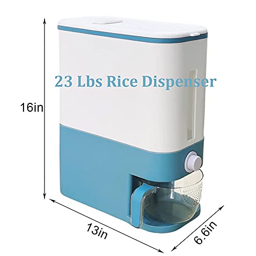 CREAMOON 23Lbs Rice Dispenser Cereal Dispenser Countertop Large Sealed Grain Container Dry Food Dispenser Rice Bucket Rice Storage Box Grain Storage with Lid Measuring Cup