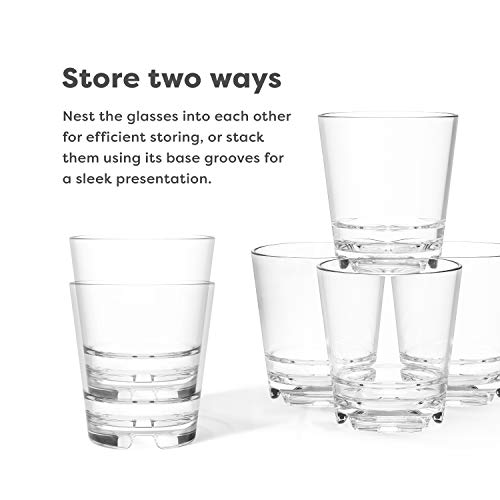 TOSSWARE RESERVE 10oz Stacking Old Fashioned, SET OF 24, Premium Quality, Tritan Dishwasher Safe & Heat Resistant Unbreakable Plastic Old Fashioned Glasses, Clear