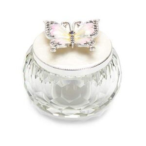 lasody butterfly jewelry storage box for rings earrings necklace treasure chest organizer jewelry keepsake gift box case for girl women (butterfly w/crystal box, silver plate)
