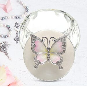 LASODY Butterfly jewelry Storage Box for Rings Earrings Necklace Treasure Chest Organizer Jewelry Keepsake Gift Box Case for Girl Women (Butterfly w/Crystal Box, Silver Plate)