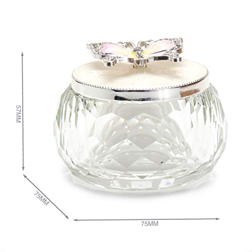 LASODY Butterfly jewelry Storage Box for Rings Earrings Necklace Treasure Chest Organizer Jewelry Keepsake Gift Box Case for Girl Women (Butterfly w/Crystal Box, Silver Plate)