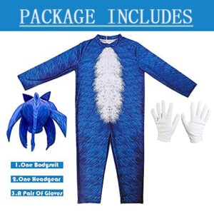 Yakogy Cartoon Costumes for Kids Cosplay Full Bodysuit Jumpsuit with Gloves/Headpiece,S Blue