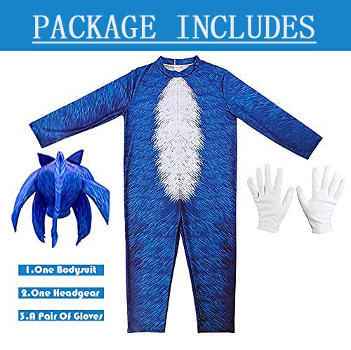 Yakogy Cartoon Costumes for Kids Cosplay Full Bodysuit Jumpsuit with Gloves/Headpiece,S Blue