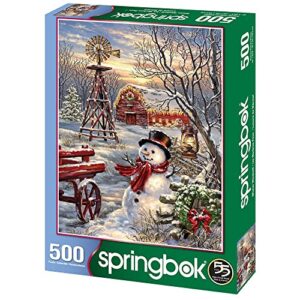 Springbok 500 Piece Jigsaw Puzzle Winter Windmill - Made in USA