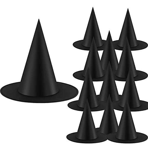 12PCS Halloween Witch Hats Witch Costume Accessory, Black Witch Hat for Halloween Party Decoration