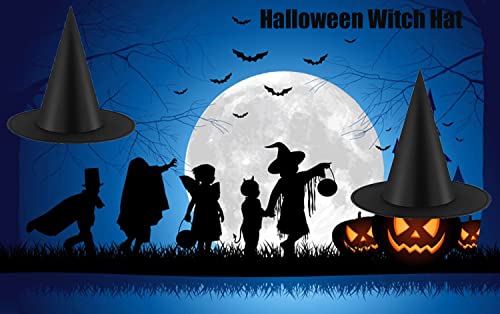 12PCS Halloween Witch Hats Witch Costume Accessory, Black Witch Hat for Halloween Party Decoration