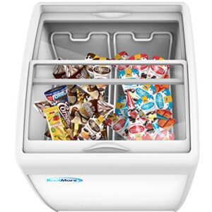 KoolMore - MCF-6C Commercial Ice Cream Freezer Display Case, Glass Top Chest Freezer with 2 Storage Baskets and Clear, Sliding Lid, 5.7 cu. ft. Capacity, White