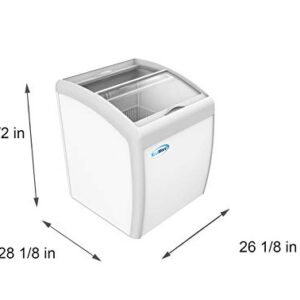 KoolMore - MCF-6C Commercial Ice Cream Freezer Display Case, Glass Top Chest Freezer with 2 Storage Baskets and Clear, Sliding Lid, 5.7 cu. ft. Capacity, White