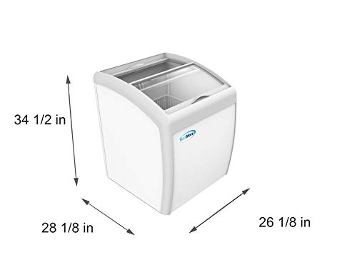 KoolMore - MCF-6C Commercial Ice Cream Freezer Display Case, Glass Top Chest Freezer with 2 Storage Baskets and Clear, Sliding Lid, 5.7 cu. ft. Capacity, White