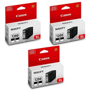 canon 3 pack pgi-1200 xl black pigment ink tank for maxify mb2020, mb2120, mb2320, and mb2720 printers, 1200 pages yield