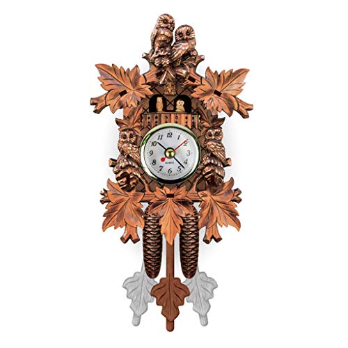 Par [ 1xAA Battery (not Included) ] Antique Wooden Cuckoo Wall Clock Bird Time Bell Swing Alarm Watch Home Restaurant Decoration/for Room, Study, Bedroom, Office, Hotel