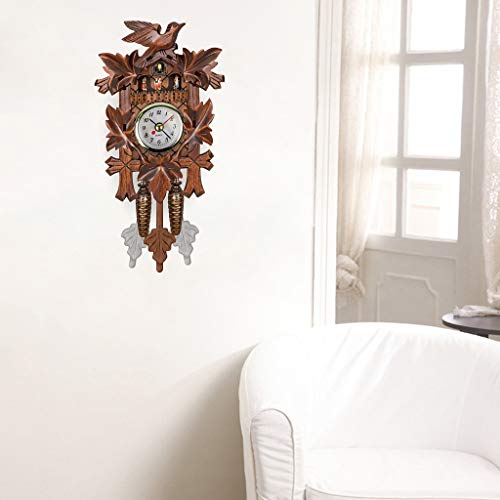 Par [ 1xAA Battery (not Included) ] Antique Wooden Cuckoo Wall Clock Bird Time Bell Swing Alarm Watch Home Restaurant Decoration/for Room, Study, Bedroom, Office, Hotel