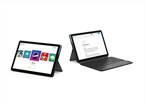 Lenovo Chromebook Duet, 2-in-1, 10.1" WUXGA (1920 x 1200) Display, MediaTek Helio P60T, 4GB LPDDR4X RAM, 128GB eMCP SSD, Integrated ARM G72 MP3 Graphics, Chrome OS, ZA6F0031US, Ice Blue + Iron Grey