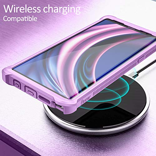 Dexnor Galaxy Note 9 Case with Screen Protector Clear Military Grade Rugged 360 Full Body Protective Shockproof Hard Back Cover Defender Heavy Duty Bumper Case for Samsung Note 9 - Purple