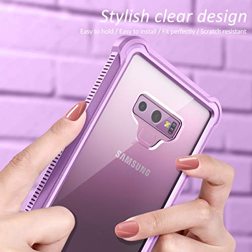 Dexnor Galaxy Note 9 Case with Screen Protector Clear Military Grade Rugged 360 Full Body Protective Shockproof Hard Back Cover Defender Heavy Duty Bumper Case for Samsung Note 9 - Purple