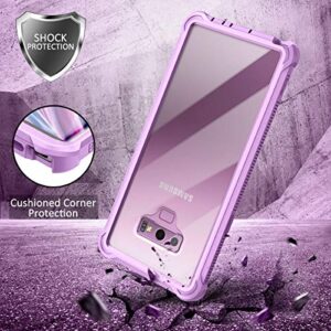 Dexnor Galaxy Note 9 Case with Screen Protector Clear Military Grade Rugged 360 Full Body Protective Shockproof Hard Back Cover Defender Heavy Duty Bumper Case for Samsung Note 9 - Purple