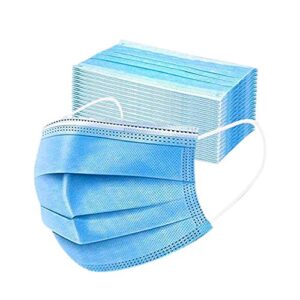 apepal 50pcs 3-ply disposable face masks with elastic earloop mouth cover breathable masks for adult,blue