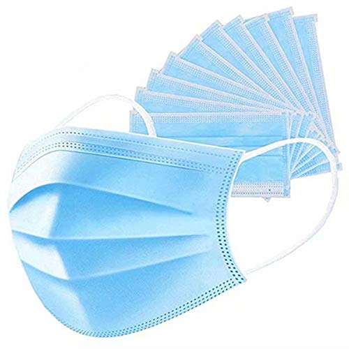 ApePal 50PCS 3-ply Disposable Face Masks with Elastic Earloop Mouth Cover Breathable Masks for Adult,Blue