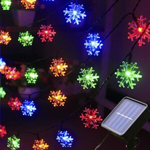 Xingpold Solar Christmas Snowflake String Lights Outdoor Waterproof Solar Powered Christmas Fairy Lights 30ft 50 LED 8 Modes Solar Snowflake Lights for Christmas Tree Garden Patio Decor (Multicolor)