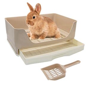 bwogue large rabbit litter box toilet,potty trainer corner litter bedding box with drawer larger pet pan for adult guinea pigs, rabbits, hamster, chinchilla, ferret, galesaur, small animals