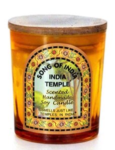 song of india - india temple scented handmade soy candle with mango wood lid (200 grams)