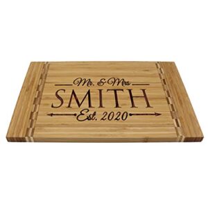 deluxe personalized wedding anniversary couples bamboo cutting board (medium rectangle 15" x 10")