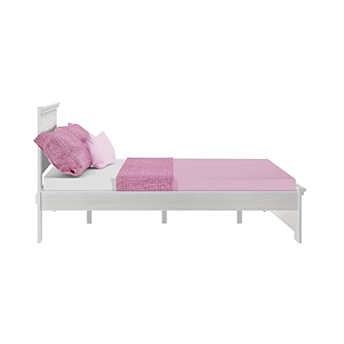 Plank+Beam Rustic Wood Queen Bed Frame, Platform Bed with Headboard, Solid, White Wash
