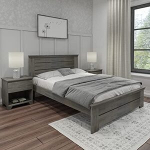 Plank+Beam Rustic Wood Queen Bed Frame, Platform Bed with Headboard, Solid, White Wash