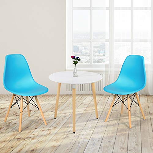 HAPPYGRILL Dining Chairs Modern Style DSW Wood Chair, Shell Lounge Plastic Chairs for Patio Kitchen Dining, 2pcs Set